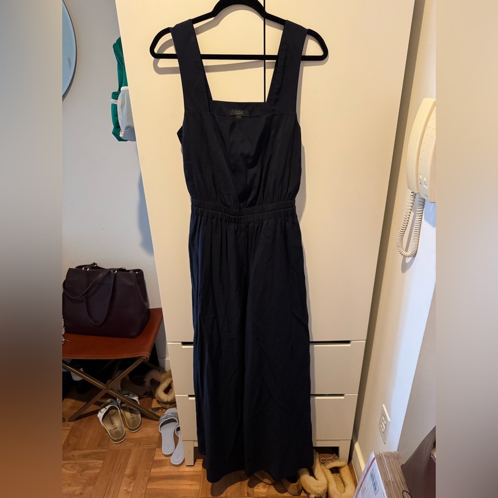 COS Dark Blue Back- Cut- Out Maxi Jumpsuit